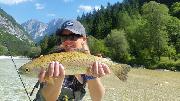 Kristin and Co, Rainbow trout June S,Slovenia fly fishing